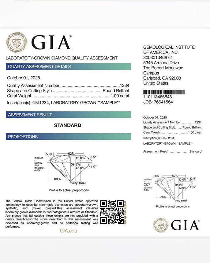 GIA report for a lab-grown diamond