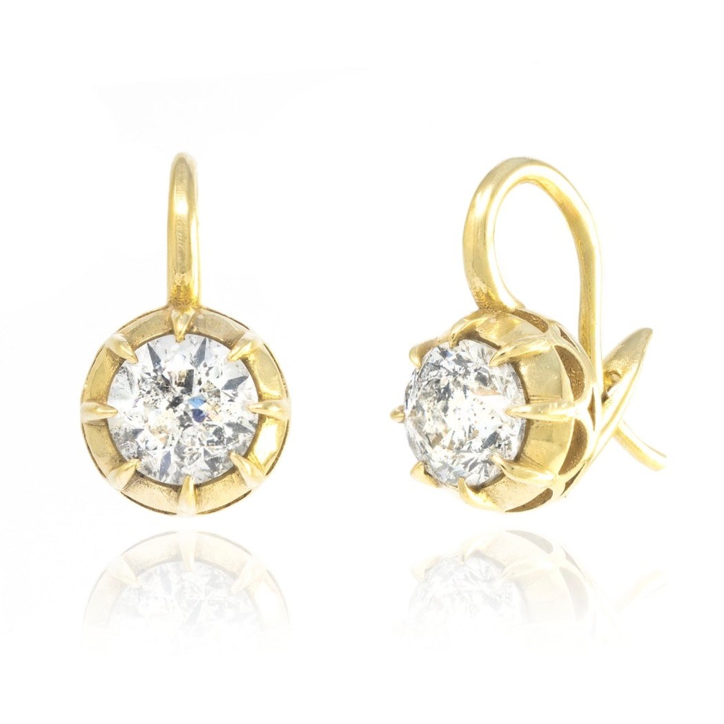 Jenna Blake Victorian Round Diamond Drop Earrings, Price Upon Request, jennablake.com