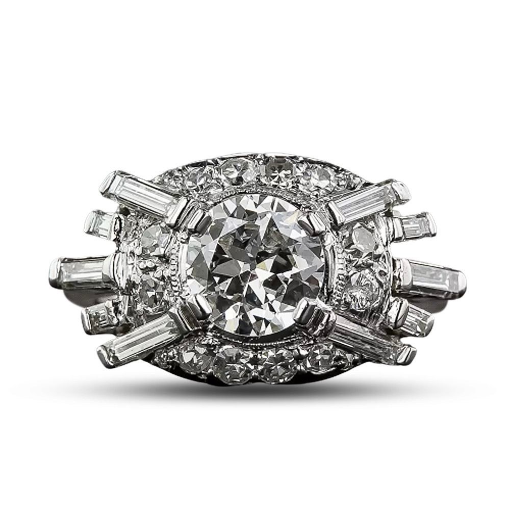 Lang Antiques Art Deco Baguette Diamond Ring