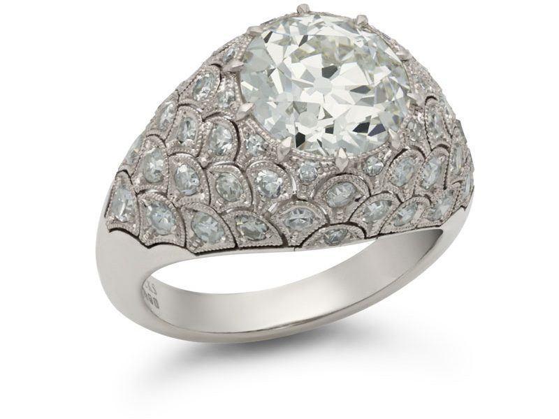 Old European Brilliant Diamond Bombe Style Cocktail Ring