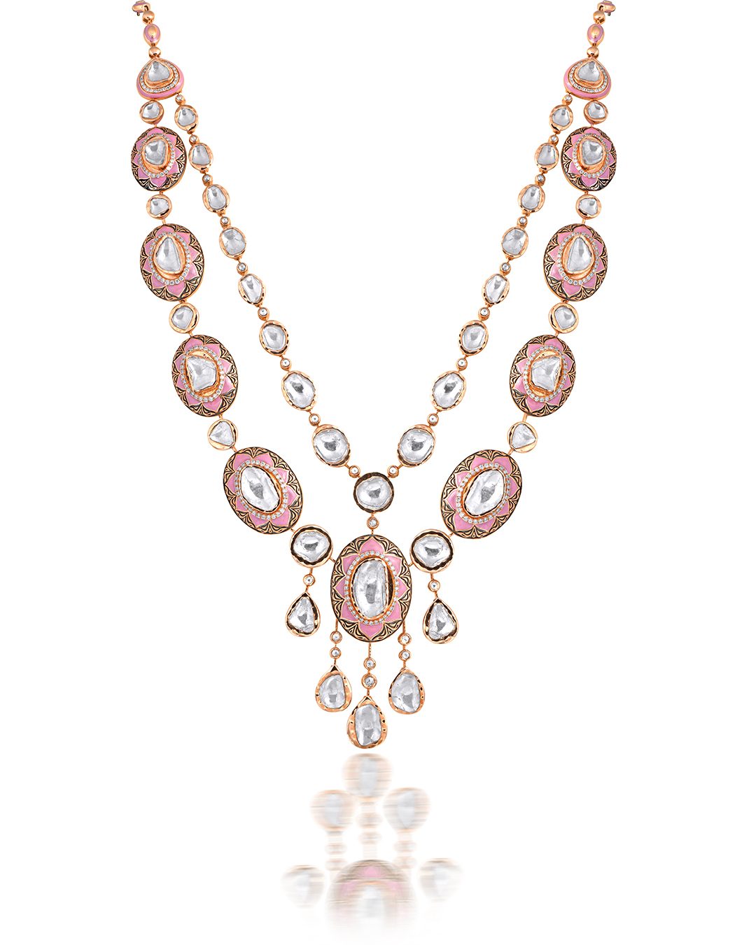 Designer Pink & White Diamond Necklace