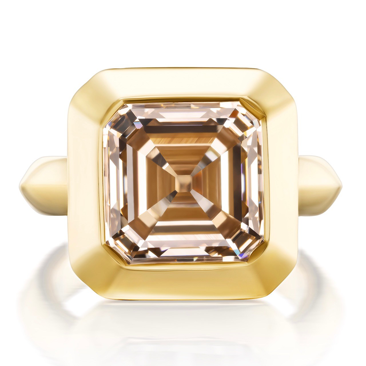 7-Carat Champagne Asscher-Cut Diamond Ring from the Harwell Godfrey Desert Diamonds Capsule Collection Champagne Diamond Ring