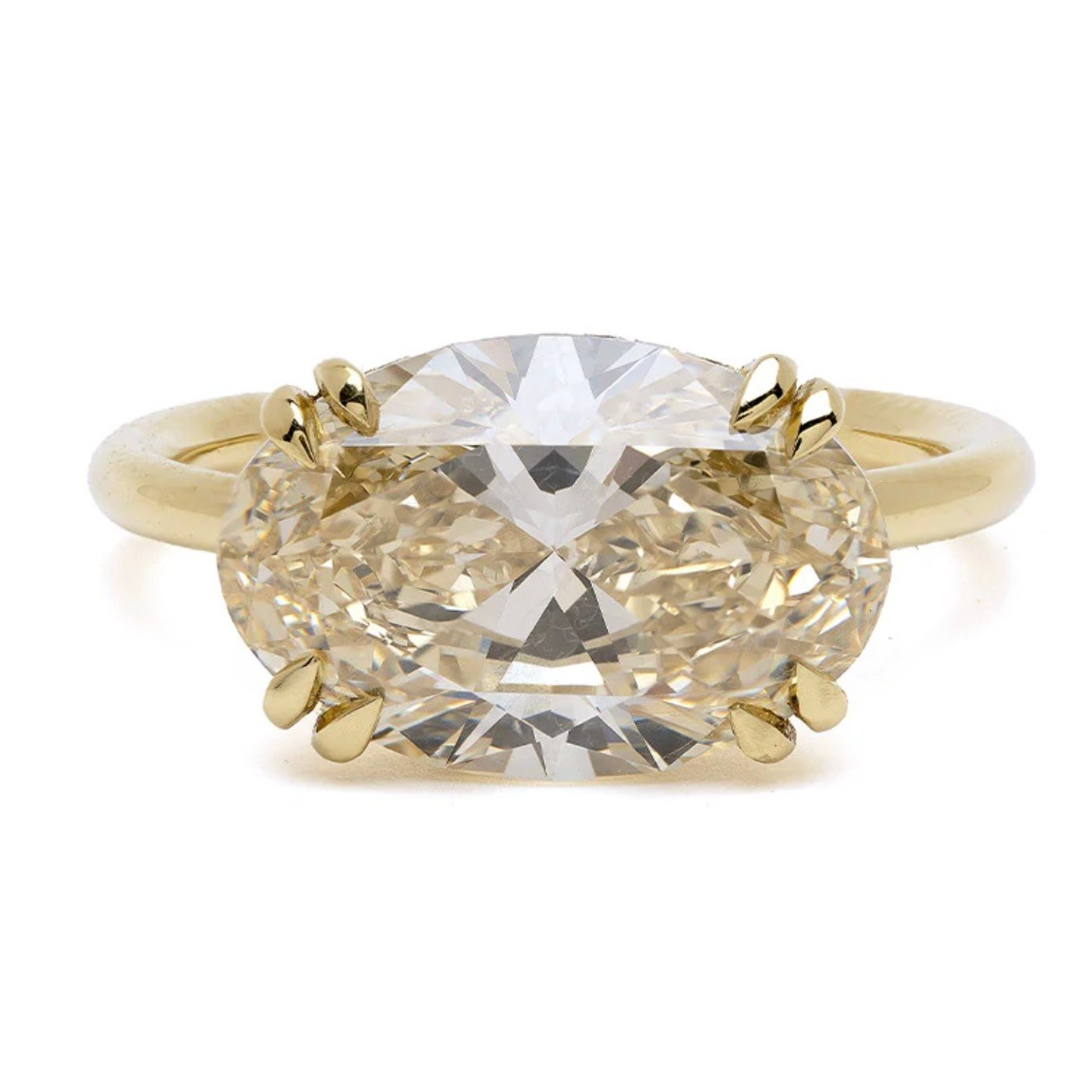 Sofia Kaman Annika 4.51-carat East-West Oval Champagne Diamond Ring