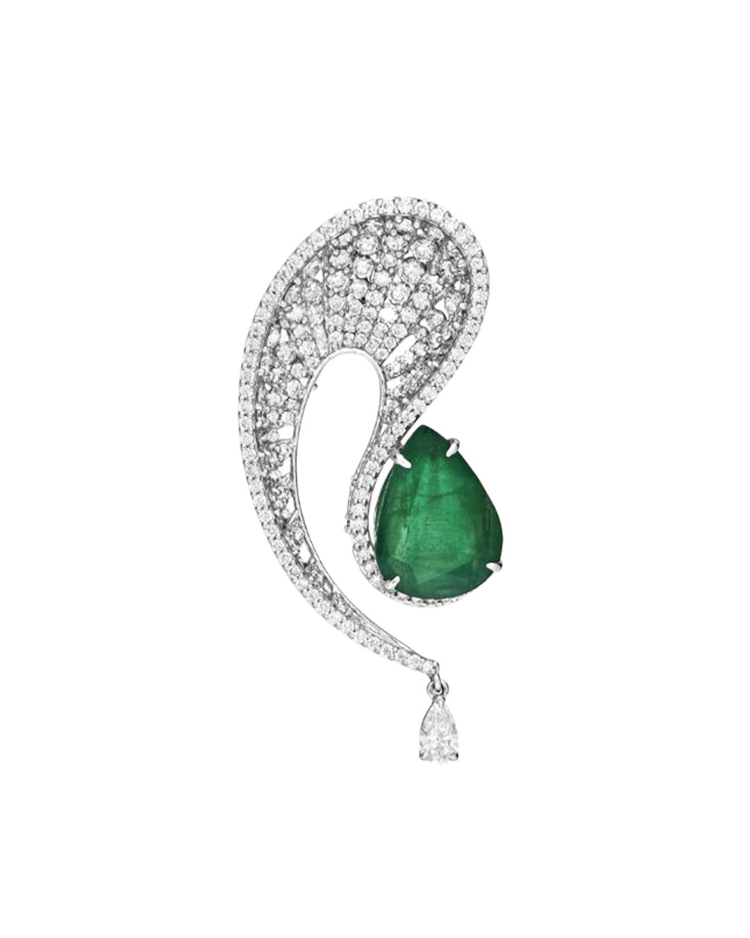 Diamond & Emerald Brooch