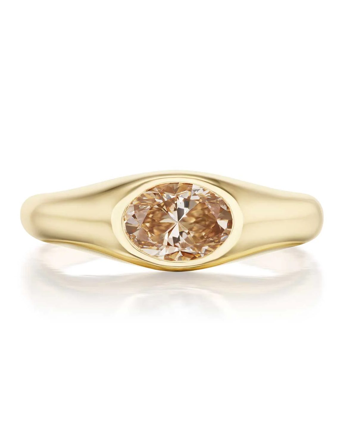 WWAKE Signet Fancy Oval Engagement Ring