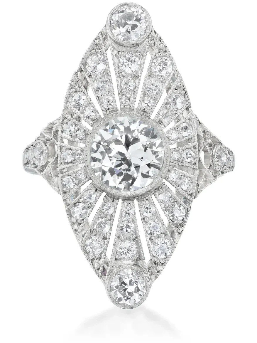 art deco engagement rings: diamond engagement ring trends: