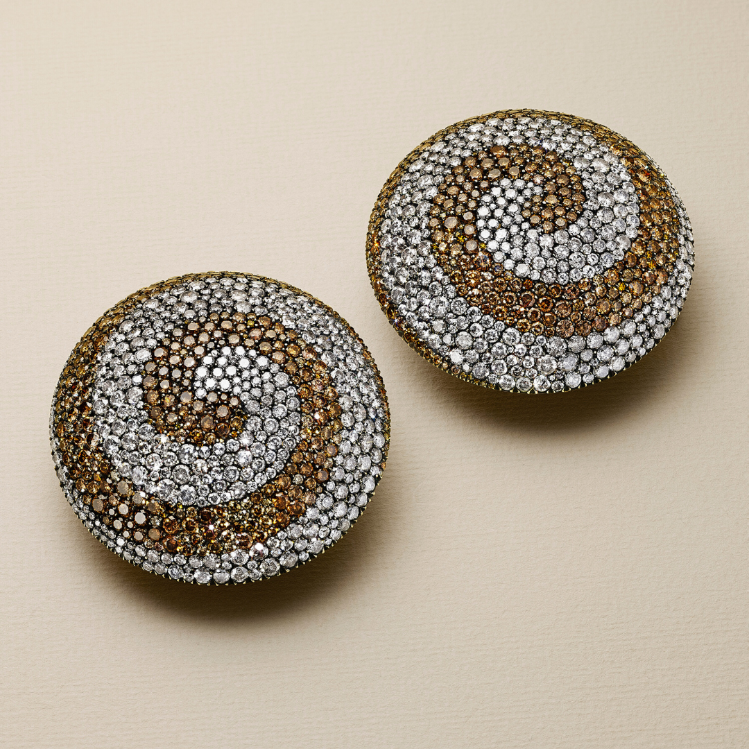 JAR Colored Diamond and Diamond 'Spiral' Earrings on sale at Christie's Magnificent Jewels Auction