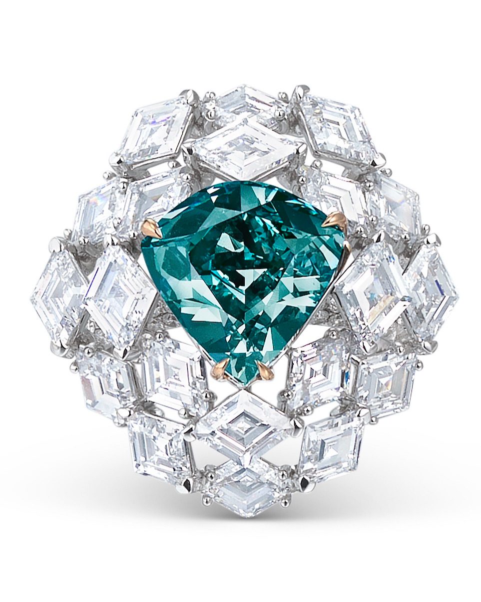 The 5.5-Carat Fancy Vivid Blue-Green Ocean Dream Diamond (Courtesy of Christie's Auction House)