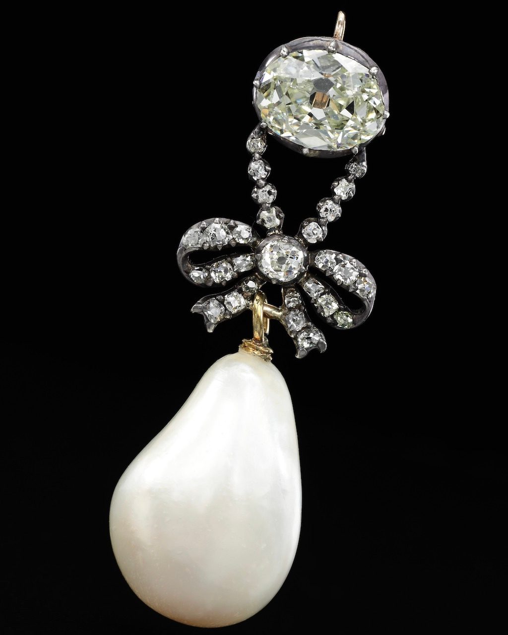 Marie Antoinette Jewelry Exceptional Natural Pearl and Diamond Pendant. (Courtesy of Sotheby’s)