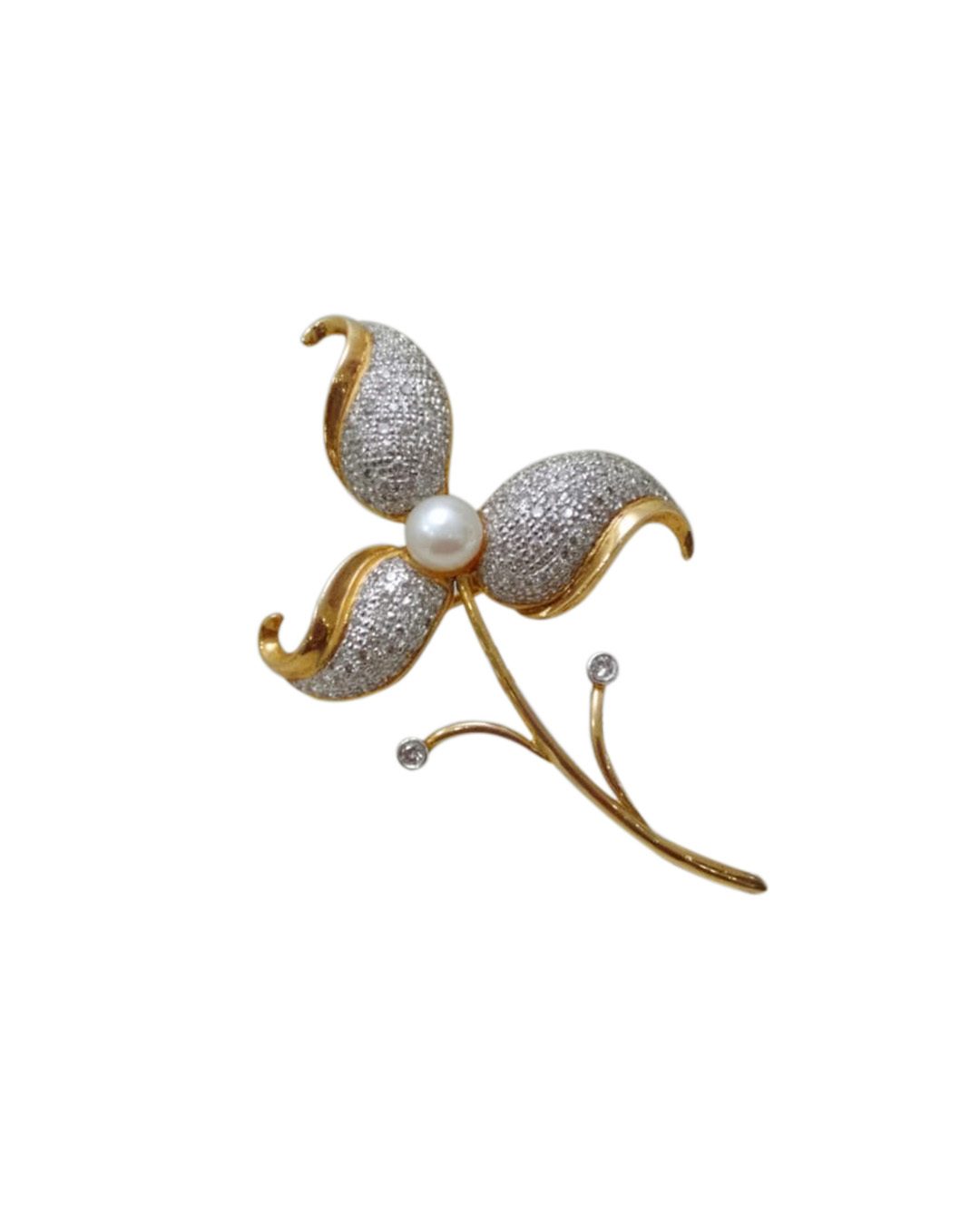 Gold and pearl floral brooch
