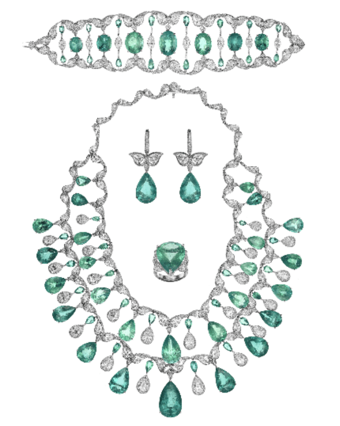 Chopard earrings, necklace, and bracelet