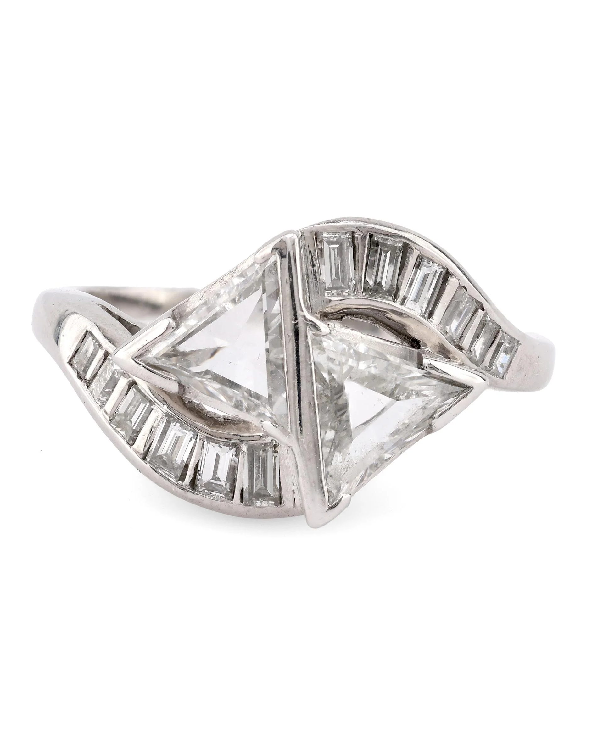 Trumpet & Horn Diamond and Platinum Bypass Ring