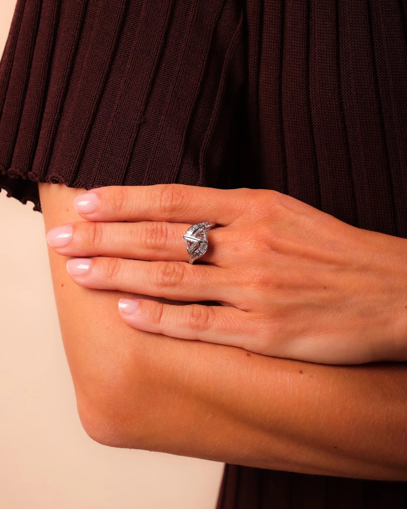 Trumpet & Horn Diamond and Platinum Bypass Ring