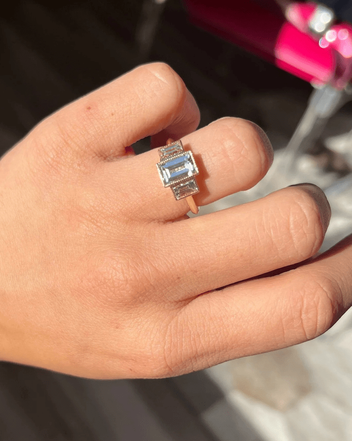 carré cut diamond ring