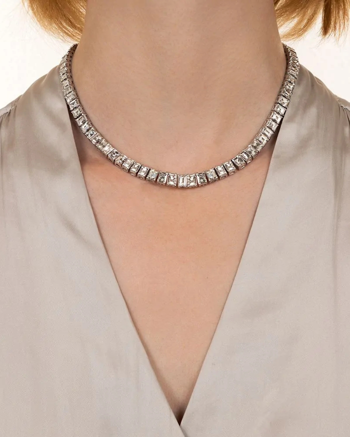 carré cut diamond necklace