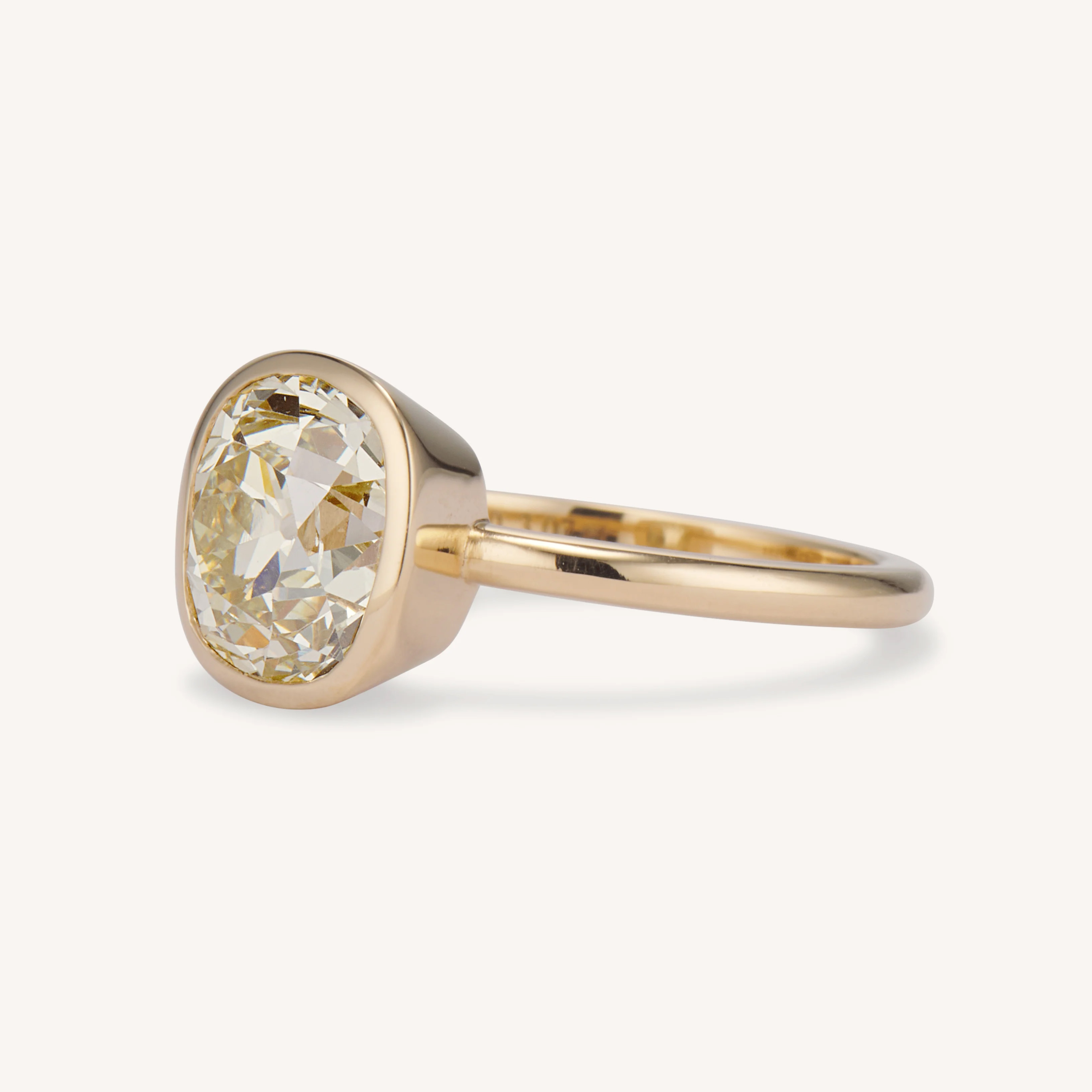 Bezel set Old Mine cut diamond engagement ring (Courtesy of Erstwhile)