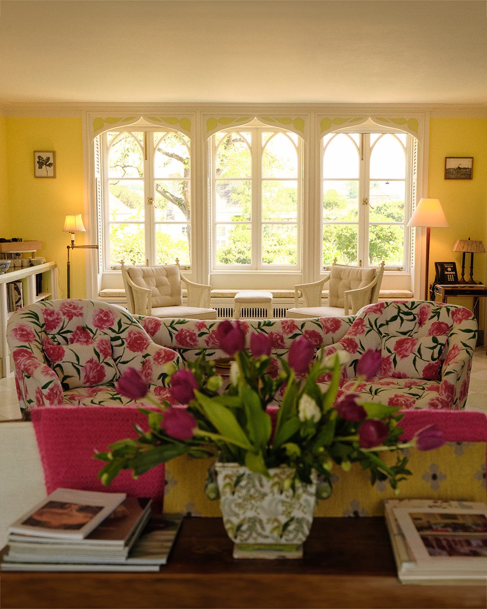 Inside Oak Spring, Bunny Mellon’s love of subtle beauty and botanical harmony is reflected in sunlit rooms, floral upholstery, and an atmosphere of effortless, lived-in elegance. (Photographed by Adrian Martin)