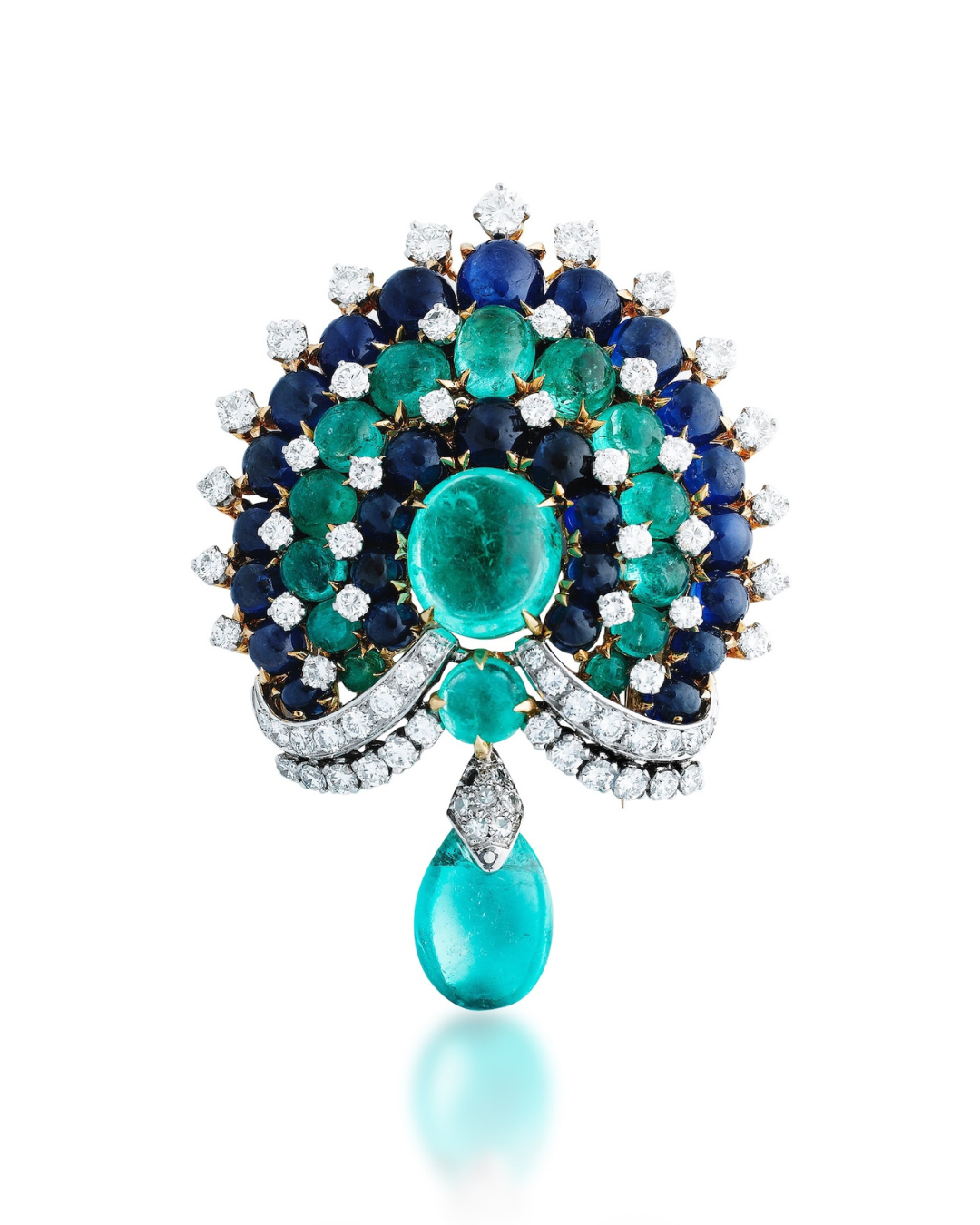 Doris Brynner's Emerald, Sapphire and Diamond Brooch from Audrey Hepburn