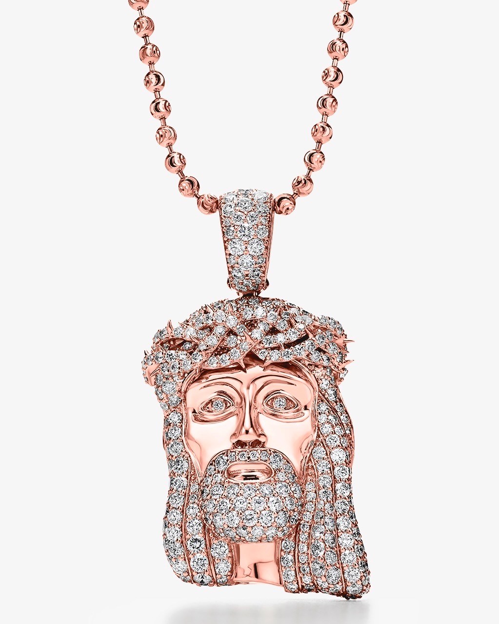 Alex Moss Rose gold and natural diamond Jesus Piece (Courtesy of Alex Moss New York