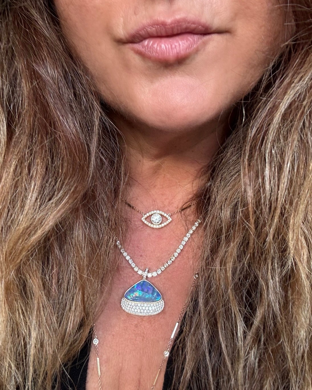 Jewelry designer Jacquie Aiche Evil Eye diamond pendant
