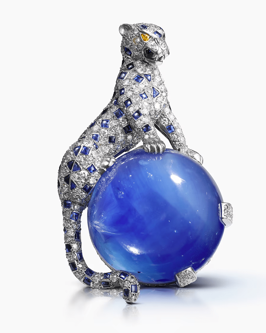 Wallis Simpson Cartier Sapphire and Diamond Panther Brooch, 1949