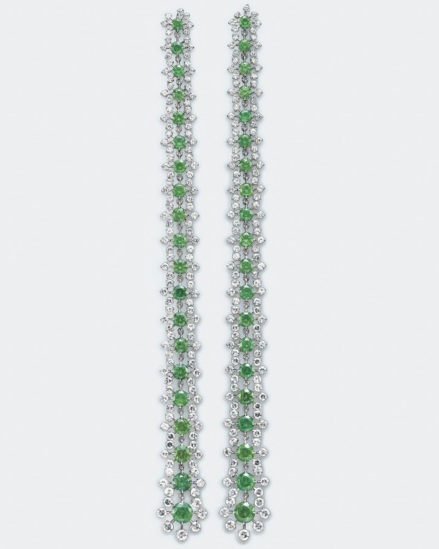Claibourne Poindexter, Head of Christie’s Jewelry - diamond ear pendants by JAR from the collection of Ellen Barkin.