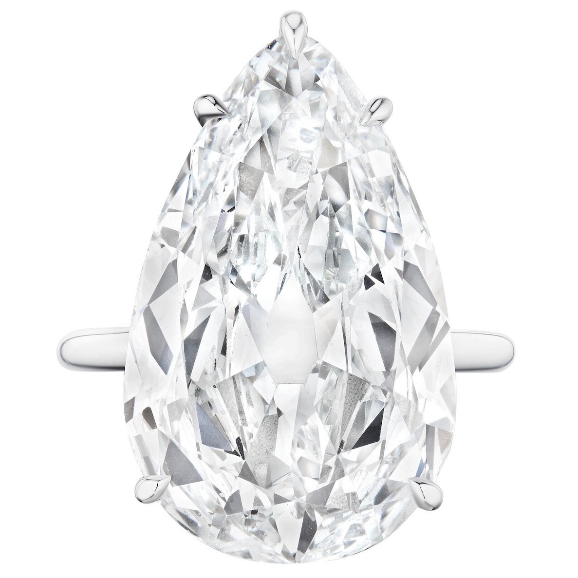 Claibourne Poindexter, Head of Christie’s Jewelry - An Elegant Diamond Modified Pear brilliant-cut diamond of 11.98 carats, from the Collection of Margaret Thompson Biddle.