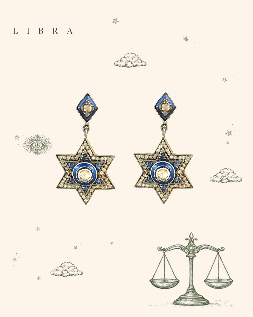 Diamond Earring for Libra Zodiac Sign