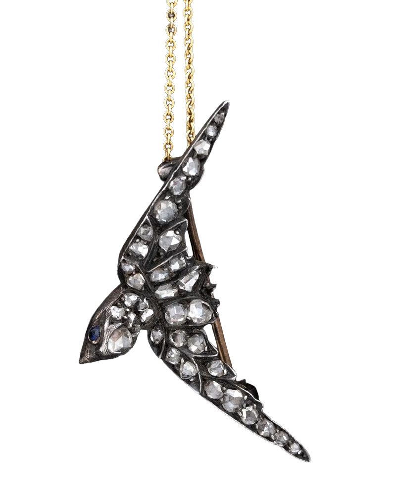 georgian jewelry: diamond bird brooch