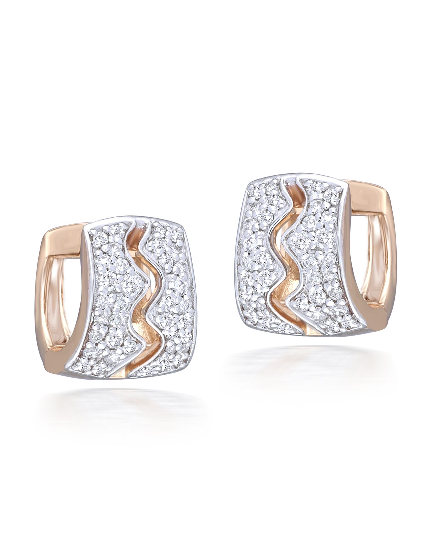 Two-tone diamond huggies