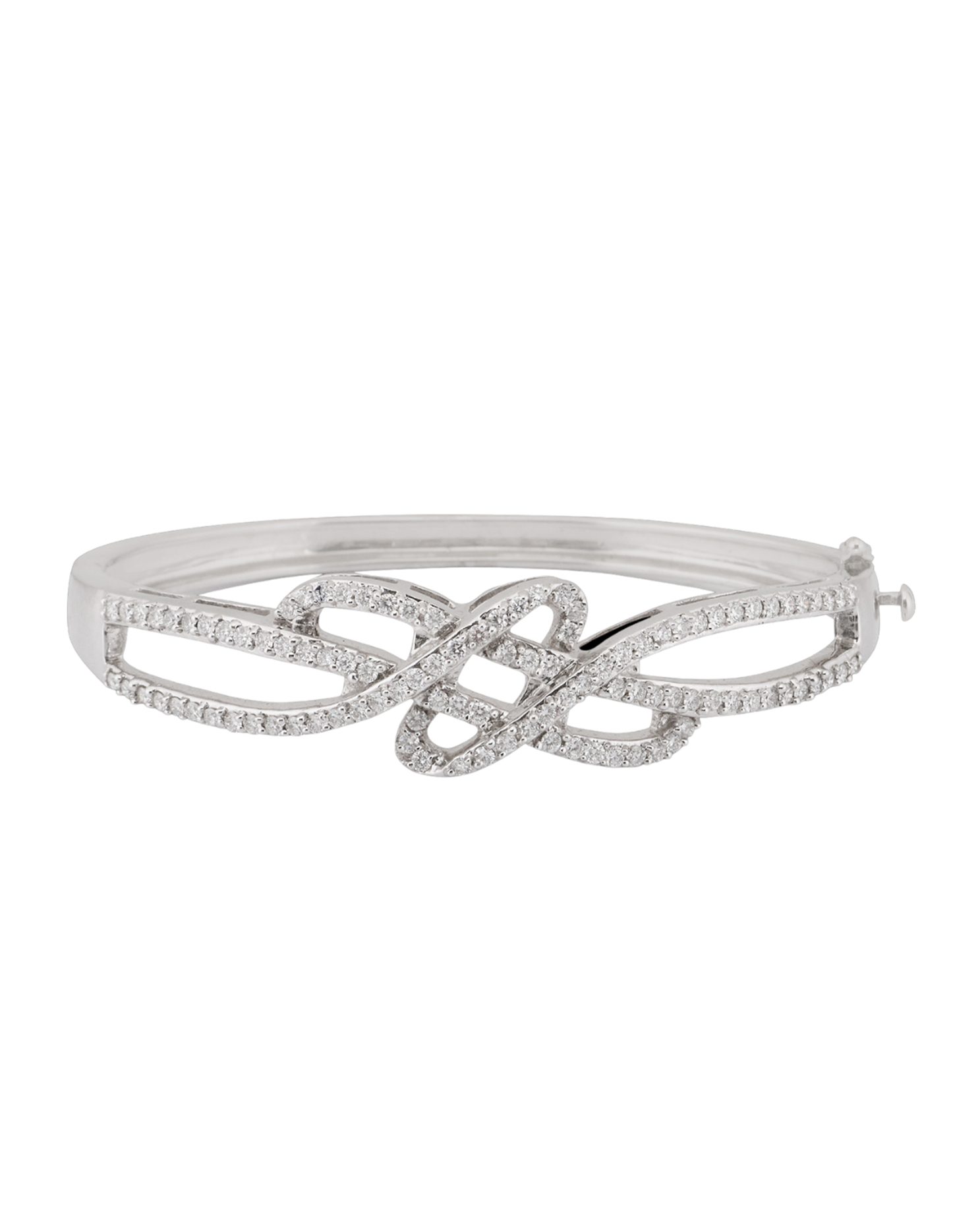 Diamond infinity stacking bracelet.