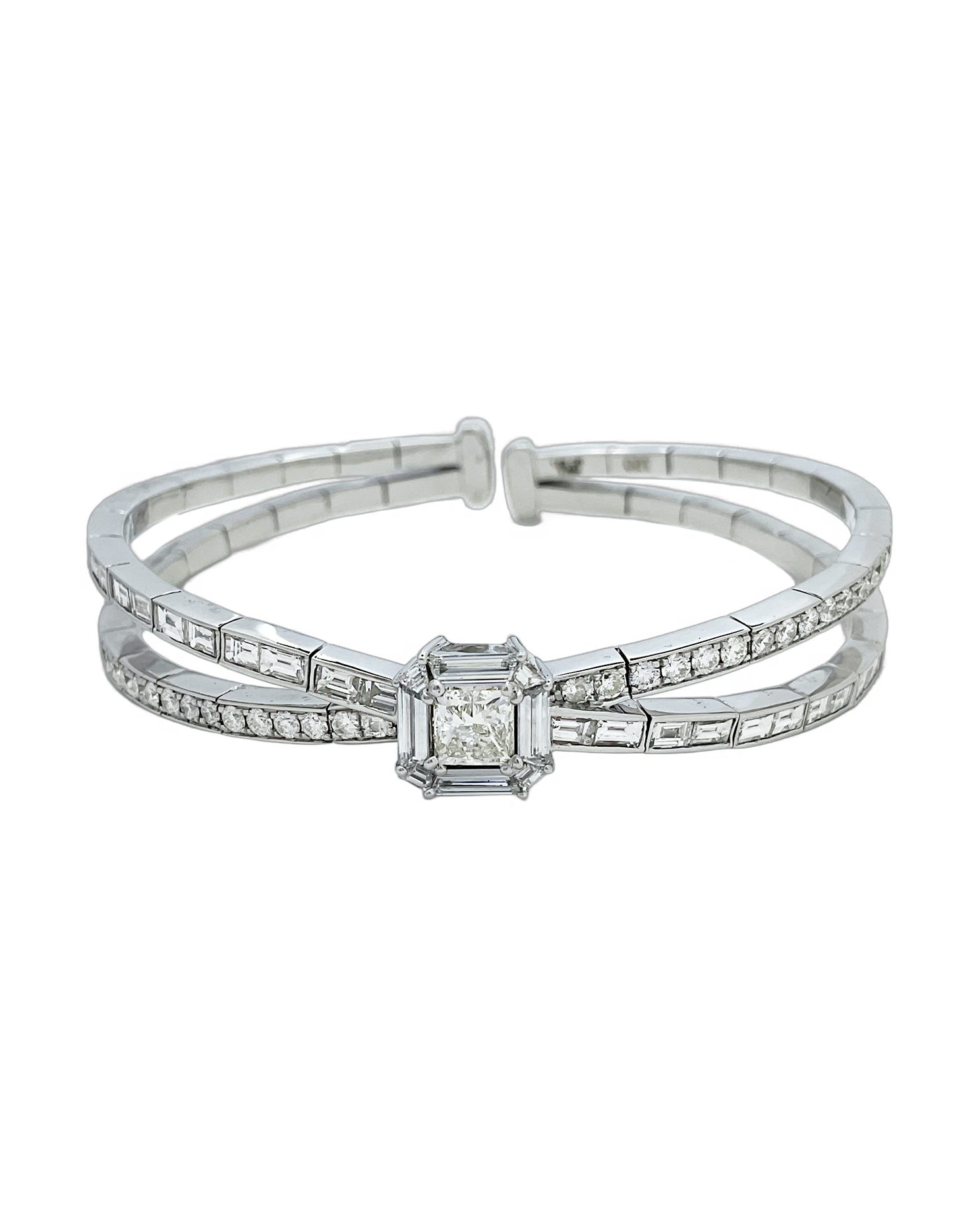 Emerald-cut diamond stacking bracelet
