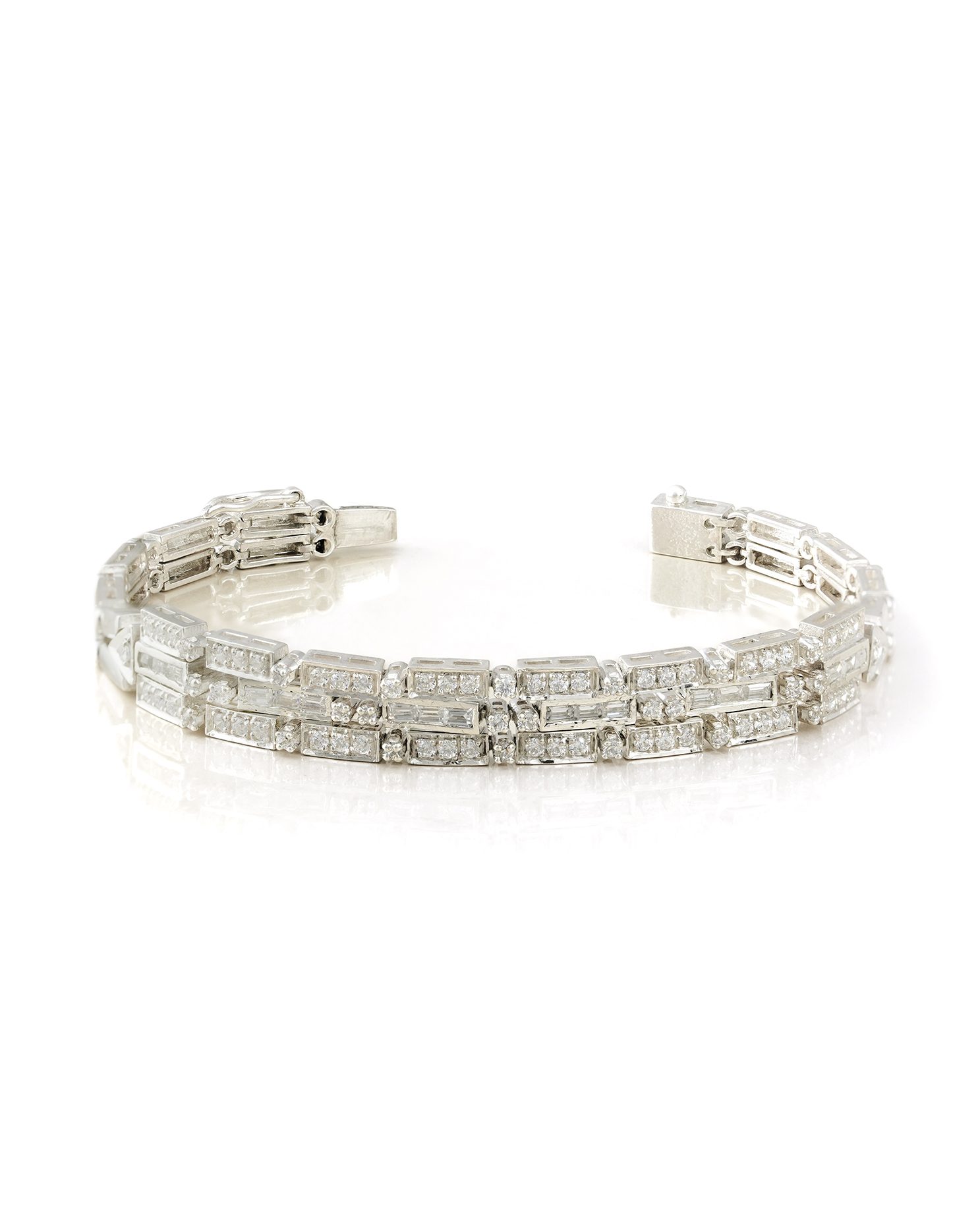 Diamond cuff stacking bracelet.