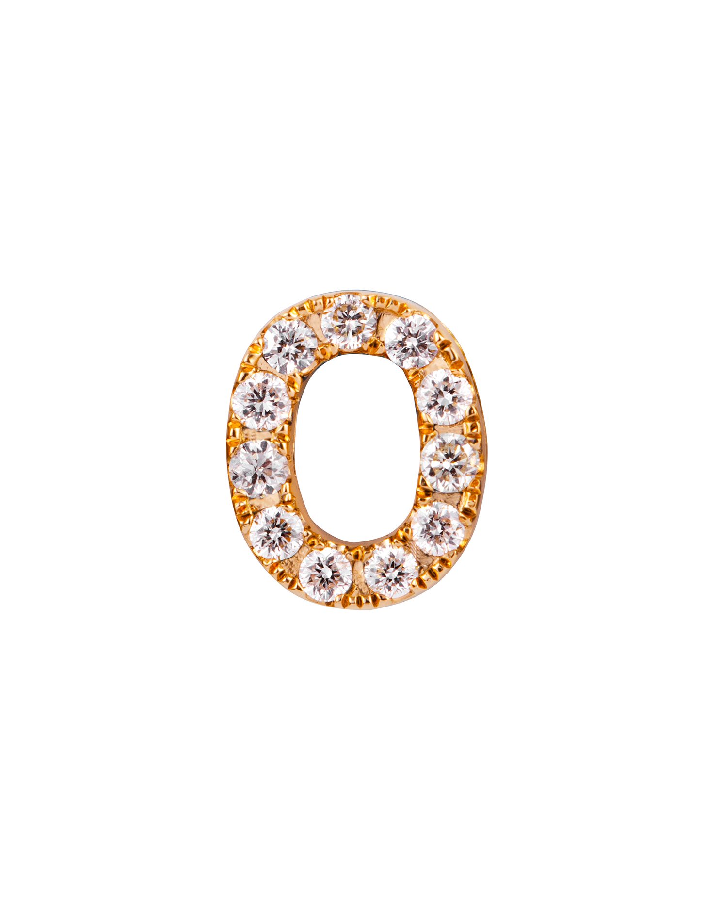 Gold diamond O initial alphabet jewellery.