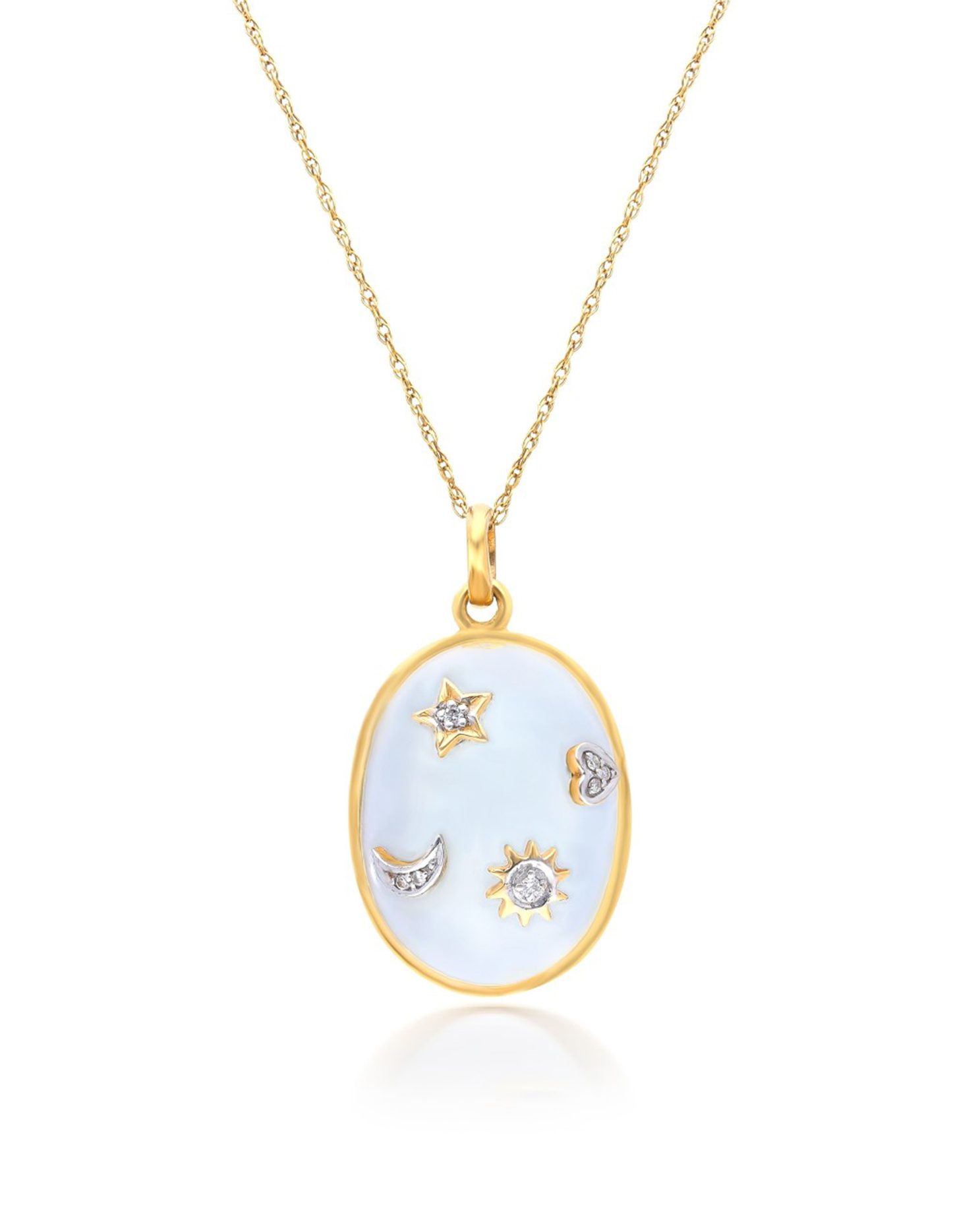 Gold oval pendant unisex diamond jewellery.