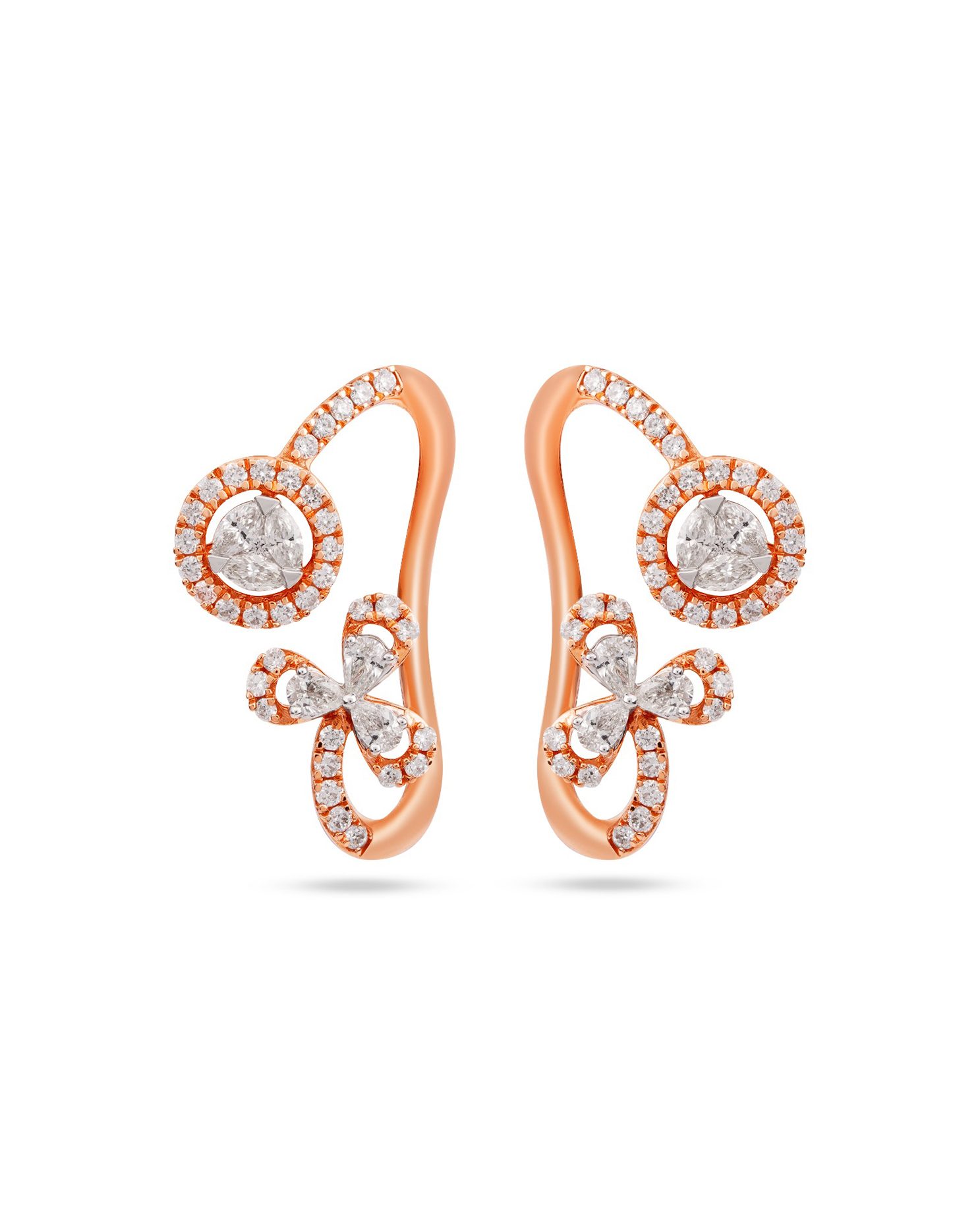 Rose gold diamond ear climbers