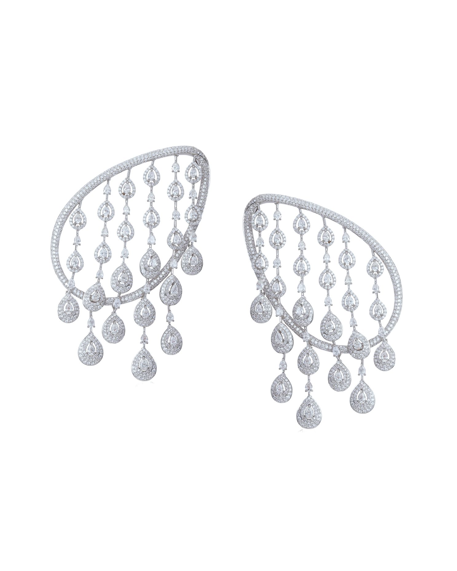 Designer diamond ear climbers in contemporary style