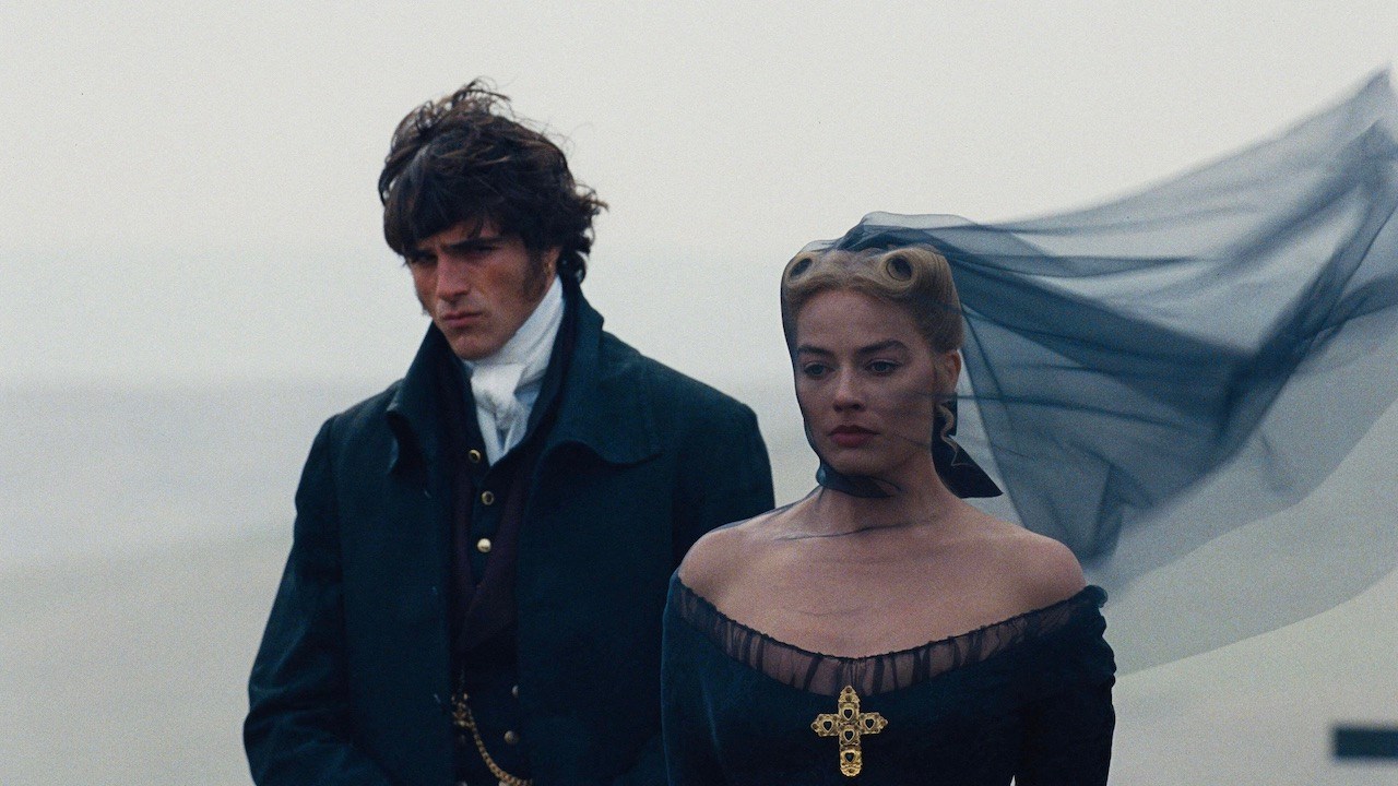 Jacob Elordi as Heathcliff alongside Margot Robbie as Catherine Earnshaw in Wuthering Heights (2026)