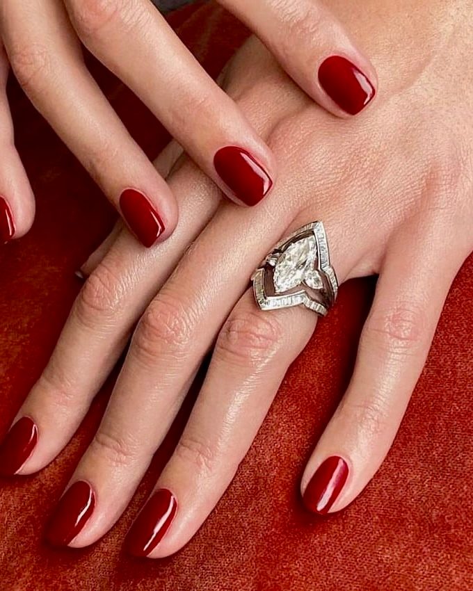 Bespoke Party Ring Jacket as seen with a marquise-cut diamond engagement ring (Courtesy of Stephen Webster)