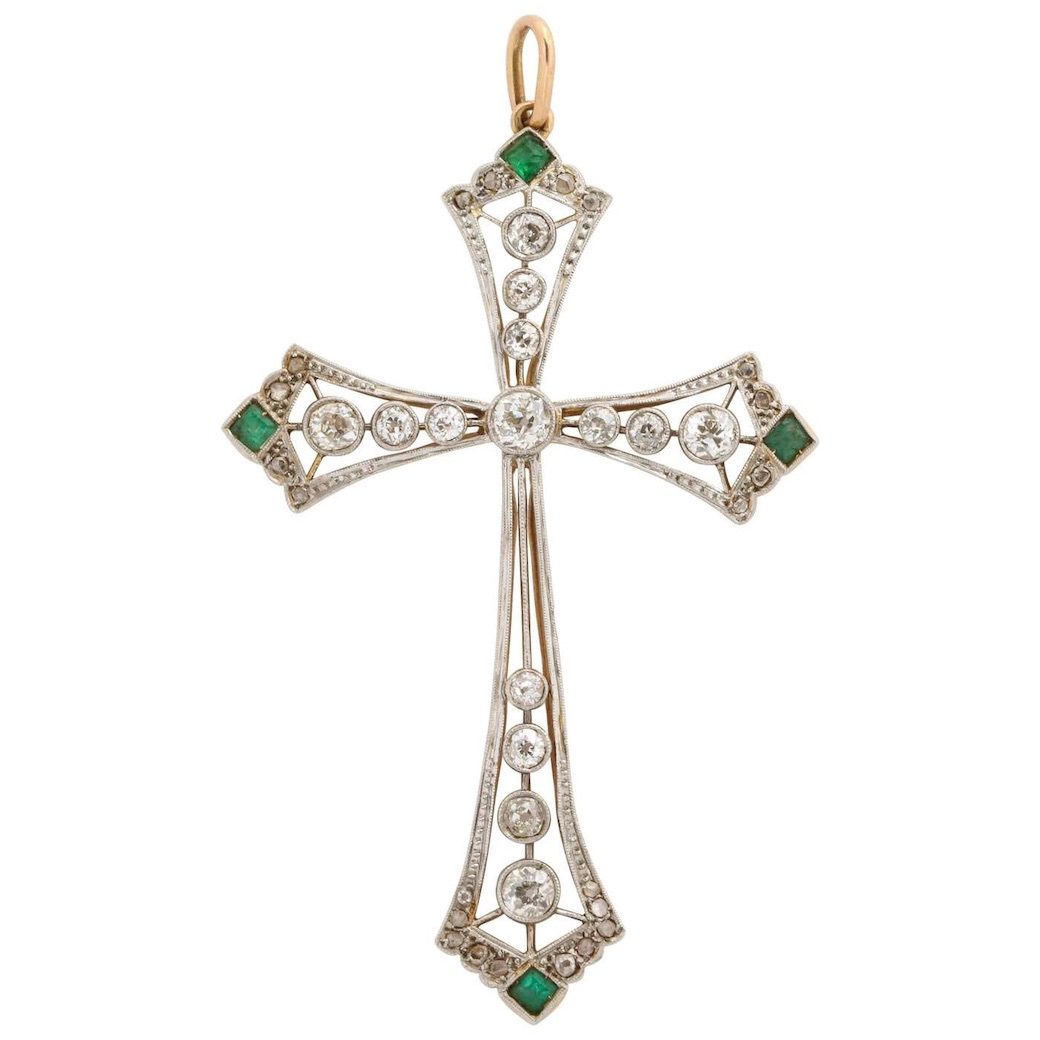 Edwardian Diamond Cross Necklace