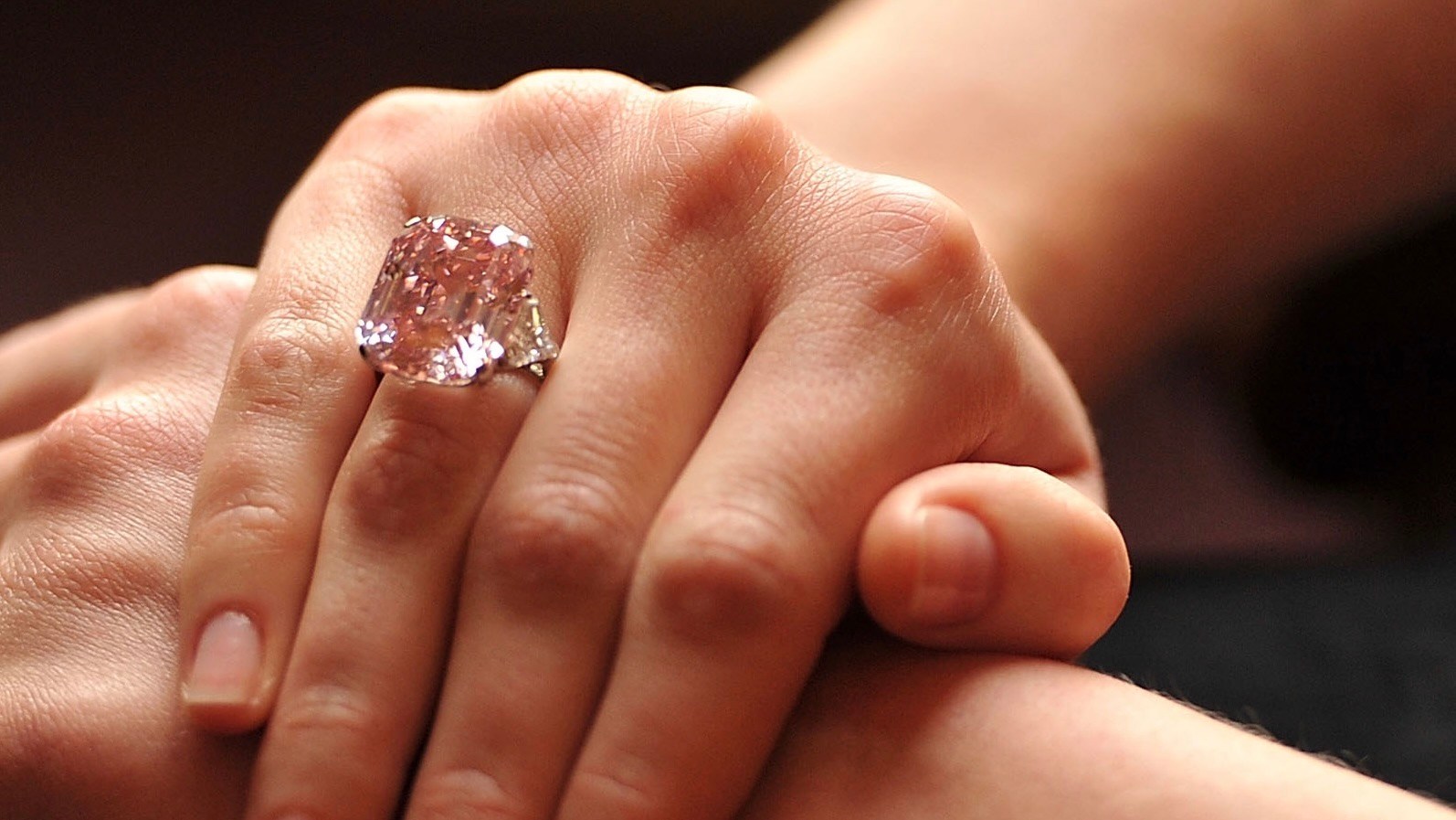 The 24.78-carat Graff Pink Diamond Ring during the Sotheby's Magnificent Jewels and Watches auction preview on November 10, 2010. The diamond will be auctioned at Sotheby's in Geneva. (Getty Images)