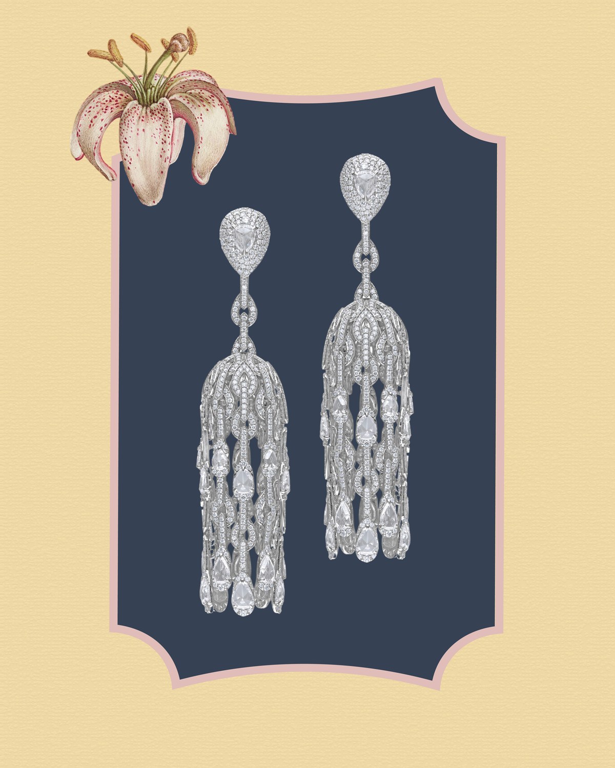 Elegant diamond jhumka-style cascade earrings