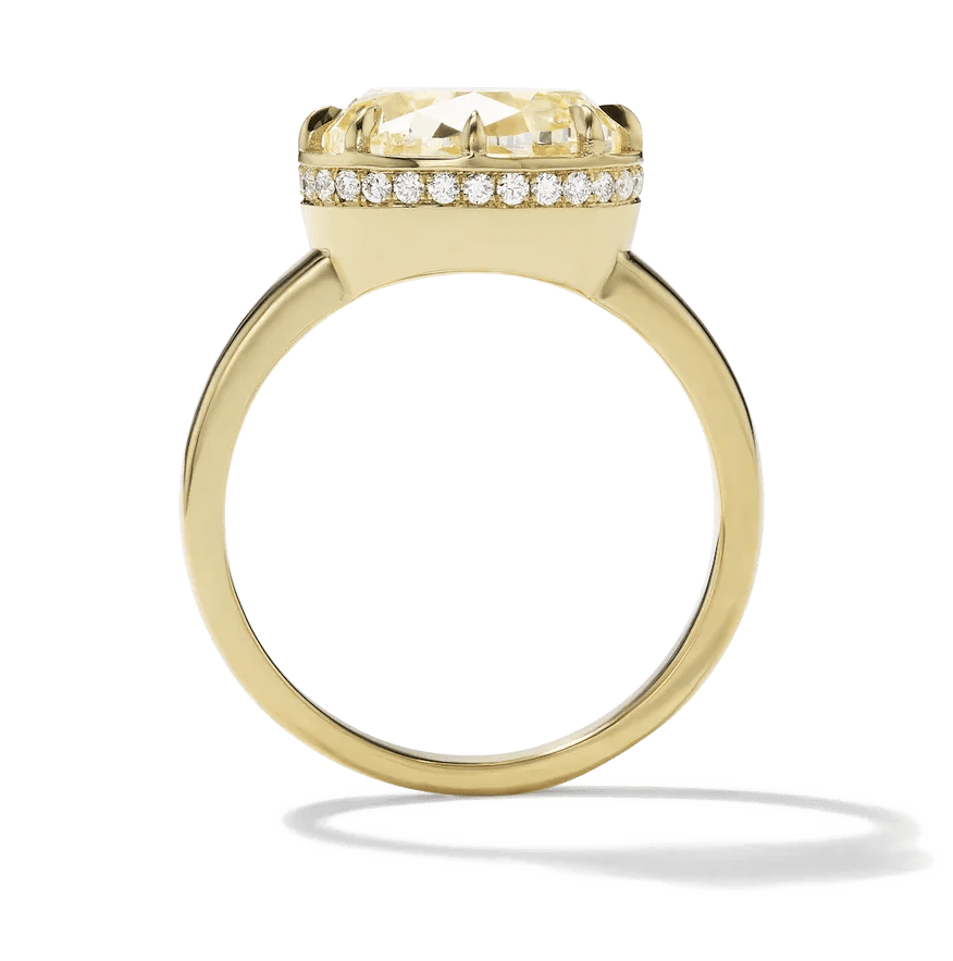 yellow diamond hidden halo engagement ring