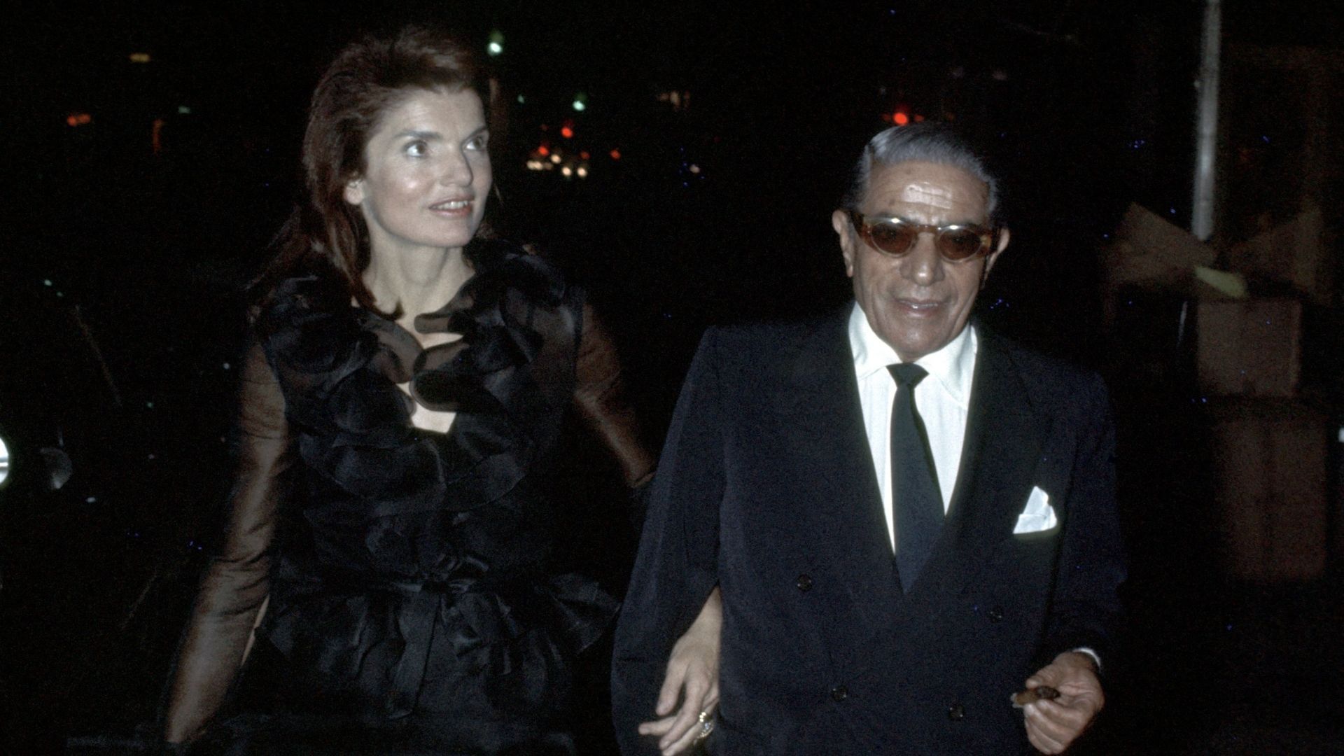 Jackie Kennedy Onassis and Ari Onassis during Jackie Onassis and Ari Onassis Sighting at La Cote Basque - September 28, 1970 at La Cote Basque in New York City, New York, United States. (Photo by Ron Galella/Ron Galella Collection via Getty Images)