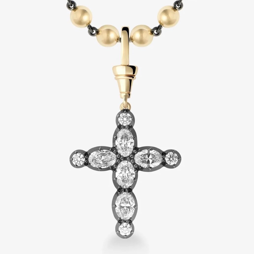 Jessica McCormack Oval Diamond Cross Necklace