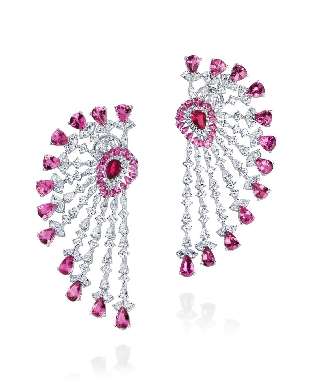 Paris Fashion Week: Akano Akupe 18K gold earrings with diamonds and Mehenge spinels.