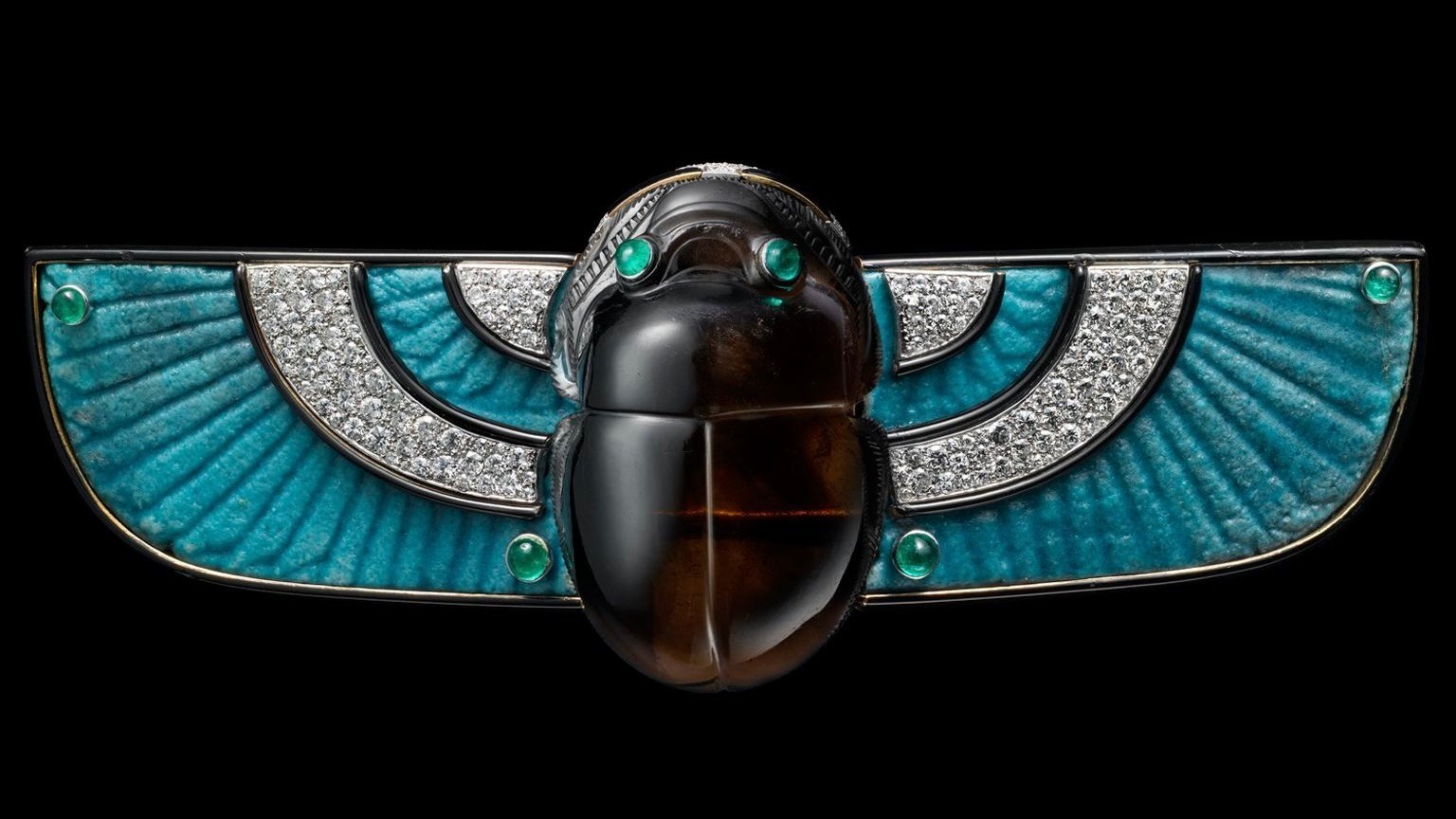 Egyptian Jewelry Scarab brooch, dating back to 1924 from the Cartier Collection.