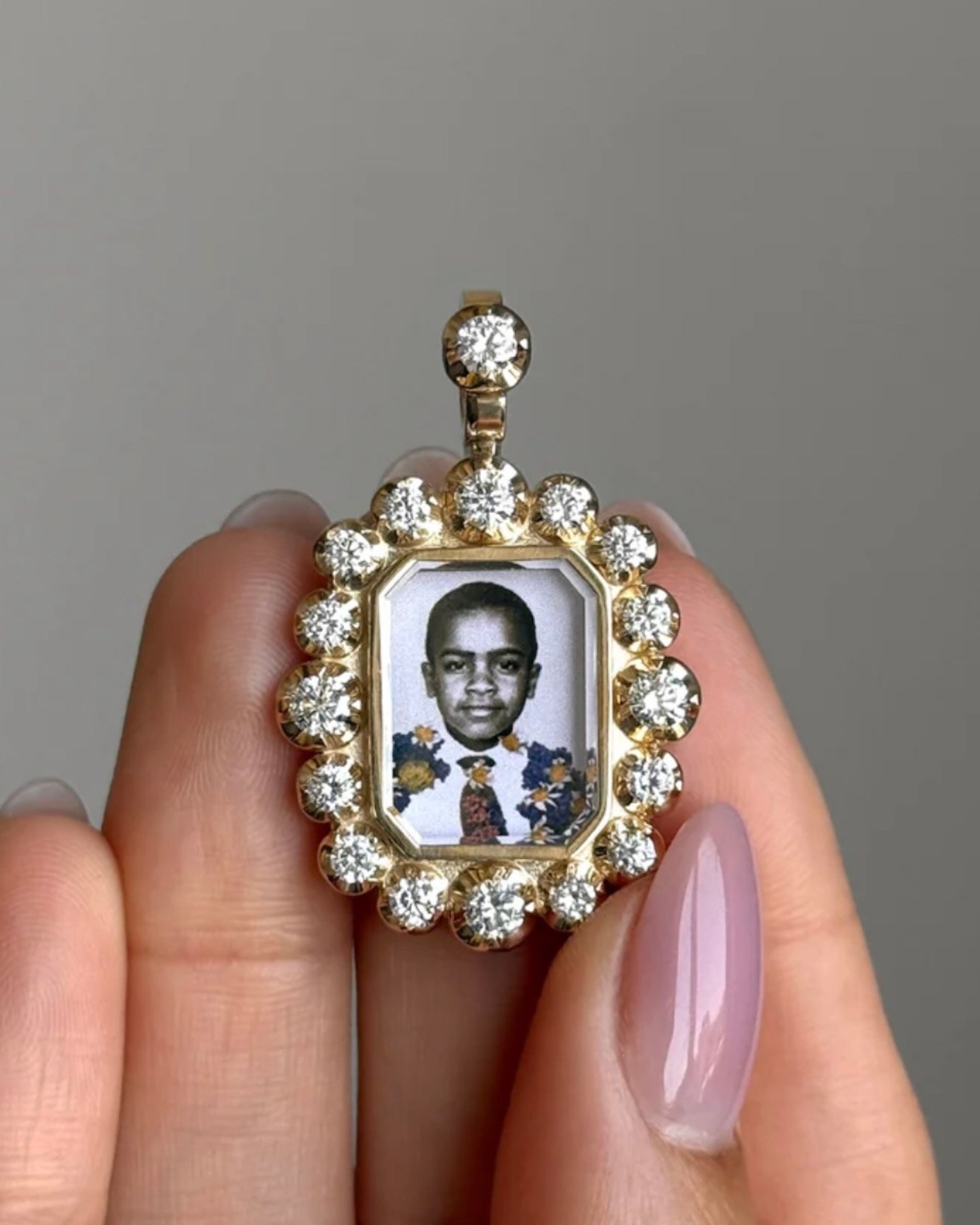 Mourning Jewelry Maggi Simpkins Crown Frame Locket Pendant Diamonds