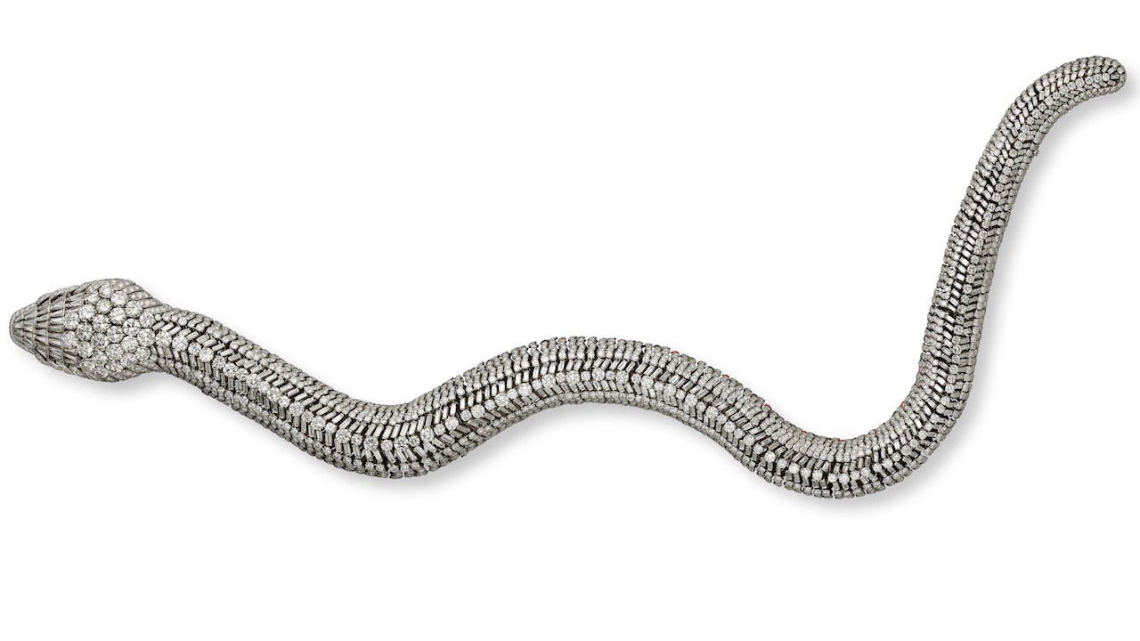 Maria Félix Snake Necklace by Cartier, 1968.