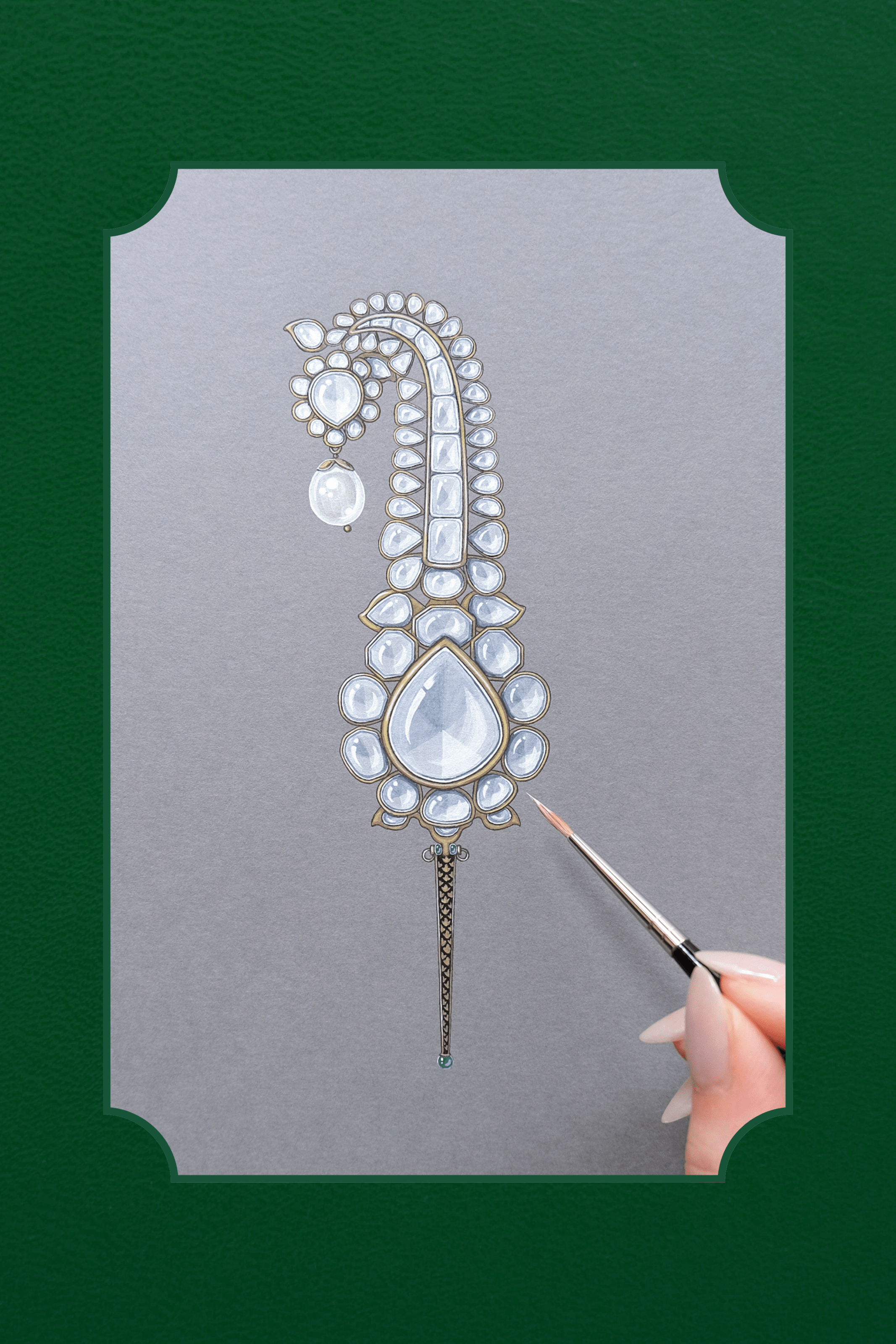 Natural diamond jewellery illustration and diamond ring